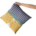 thumbnail image 2 of Yellow Blue Pillow Covers 18x18 Set of 2 Gray Dahlia Decorative Aqua Striped Throw Pillows Modern Geometry Flower Decorative Pillowcase Square Cotton Cushion Case Decor for Home Sofa Couch Bed, 2 of 6