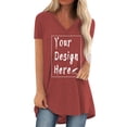 thumbnail image 4 of Lixiuxyad Femmes Mode Grande Taille Imprimé Col en V Manches Courtes Long T-Shirt Blouse Rouge P, 4 of 5