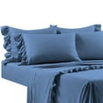 thumbnail image 4 of 4 Piece Corner Ruffle Sheet Set, 3" Inch Corner Ruffle On Flat Sheet, 18 Inch Deep Pocket, 100% Egyptian Cotton, 800 TC, Cal King Size, Solid Medium Blue, 4 of 6