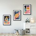 thumbnail image 2 of Astronaut Wall Art Space Adventure Posters Whimsical in Space Pictures Funny Cat Canvas Wall Decor Cute Pink Cat Prints Painting Colorful Kids and Nursery Art(Framed canvas), 2 of 6