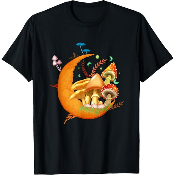 Goblincore Aesthetic Dark Academia Cottagecore Mushroom Moon T-Shirt