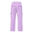 thumbnail image 4 of Ticikt Kids Cargo Sweatpants, Drawstring Elastic Waist Multi‑Pocket Solid Color Wide Leg Casual Sports Trousers for Boys Girls,Purple, 4 of 7