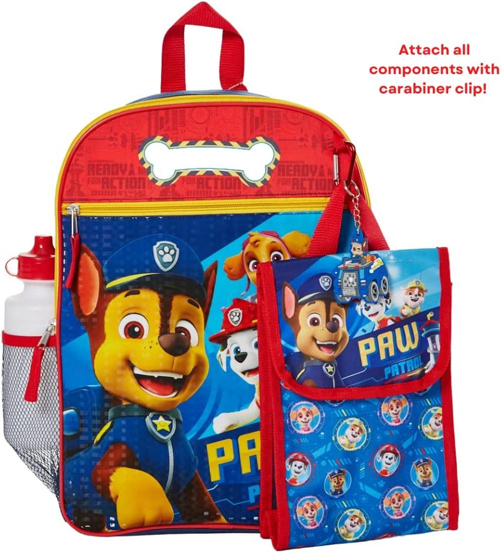 Paw Patrol Kids Backpacks with Lunch Bag and Water Bottle 5 Piece Set 16 inch - image 5 of 8