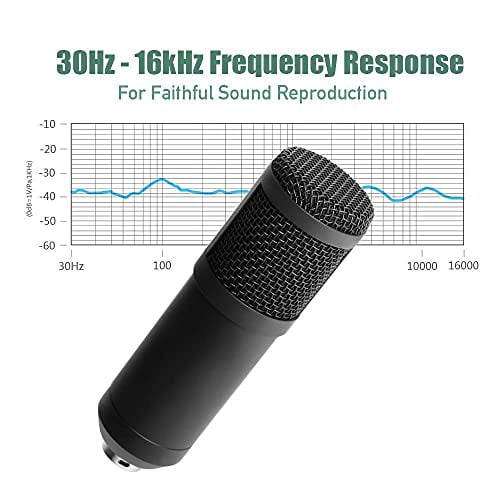 USB Streaming Podcast Pc Microphone Professional Studio Cardioid Condenser Mic Kit with Sound Card Boom Arm Shock Mount Filter,for Karaoke Gaming Recording