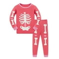 thumbnail image 3 of WIBACKER 1-10T Kids Girls Skeleton Pajamas Glow in the Dark 100% Cotton Sleepwear Toddler Girls Skull Halloween Costumes Pjs Sets, 3 of 11