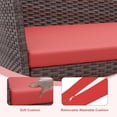 thumbnail image 5 of EastVita 4 Piece Patio Furniture Set Wicker Rattan Patio Conversation Set 2 Chairs/Loveseat/One Coffee Table Outdoor Patio Furniture Set for Patio Front Porch Balcony Bistro - Brown and Red, 5 of 7