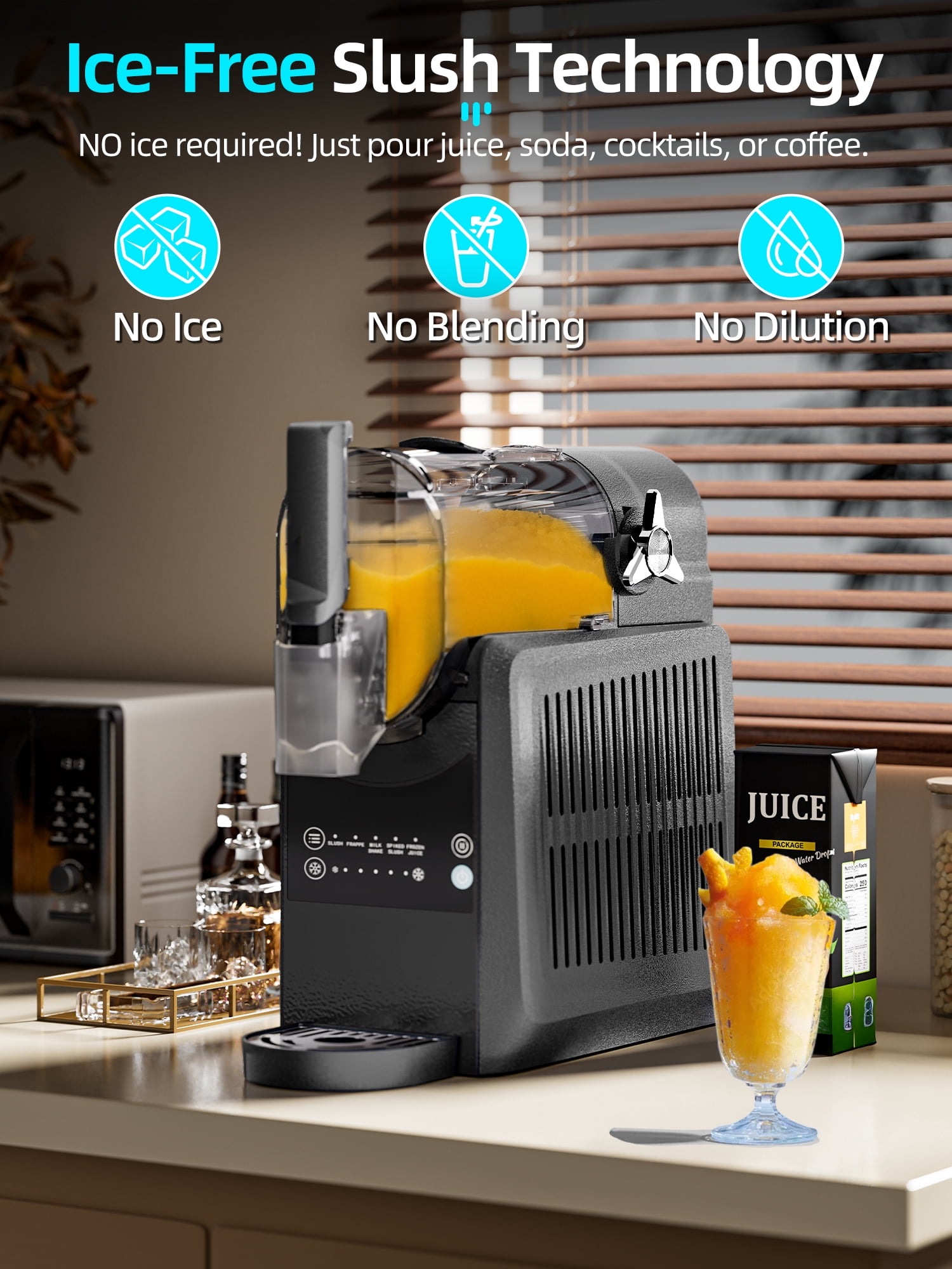 92 oz Frozen Slushie Machine for Home, No Ice Required, with Auto-Clean & 5 Preset Programs, Perfect for Margaritas, Smoothies, Milkshakes, Black