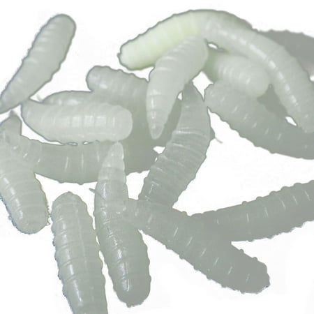 New Arrivals 50pcs 1.6cm bait fishing maggot Grub Soft Baits Worms Noctilucent Luminous Night Glow