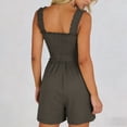 thumbnail image 6 of BFHHYA Womens Smocked Waist Rompers Casual Square Neck Sleeveless Romper Summer Wide Leg Shorts Jumpsuits, 6 of 7