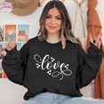 thumbnail image 5 of Wycnly Womens Sweatshirt Oversized Sweatshirt for Women Valentine's Day Fashion Love Letter Print Heart Graphics Pullover Sweater Spring Ladies Long Sleeve Crewneck Blouses Tops, 5 of 6