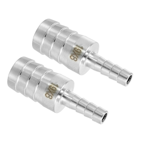 2Pcs 3/4" to 5/16" Hose Barb Reducer Pipe Fitting, 304 Stainless Steel Hose Pipe Fitting Sanitary Adapter for Vacuum Systems, Industrial Pipe Connections, Silver