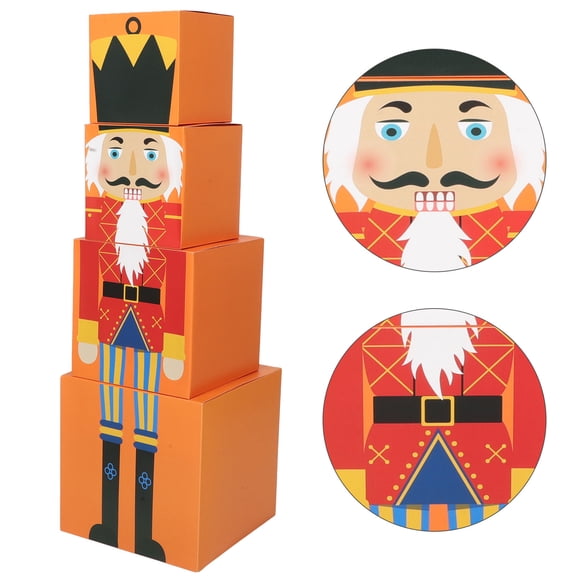 OULII Orange Nutcracker Stacking Decorative Storage Boxes 1 Set