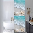 thumbnail image 2 of Teal Beige Window Privacy Film Beach Starfish Seashell Sand Sea Waves Scenery Decorative Glass Window Film UV Blocking Static Cling Non-Adhesive Sticker Covering for Home Door 29.5 x 118 inches, 2 of 7