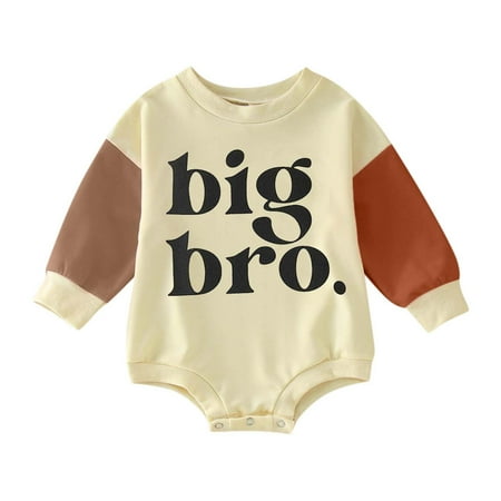 

Zhuashum Baby Boys Romper Fall Winter Round Neck Long Sleeve Jumpsuit Patchwork Holiday Outfits Classic Going Out Cute Tops Beige 12-18 Months
