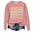 thumbnail image 1 of WEAIXIMIUNG Chandails en Molleton Courts pour Femmes Tendance Décontracté Col Rond Imprimé Lettre Anglaise Chandail à Capuchon, 1 of 3