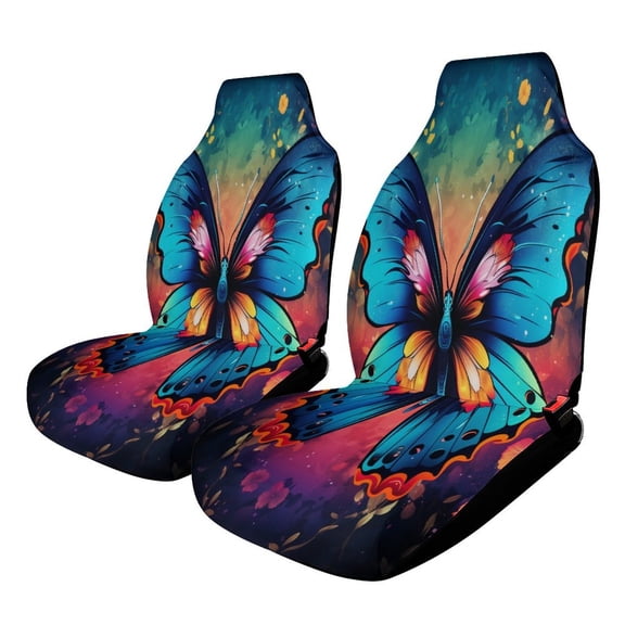 Car Seat Covers Colorful Butterfly Wings(27) 2 Piece Soft Bucket Auto Seat Protector Universal Fit for SUV Sedan Van