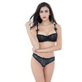 thumbnail image 2 of Women's Lace Embroidery Bra Underwire Balconette Bra Set 4 piece, 2 of 5