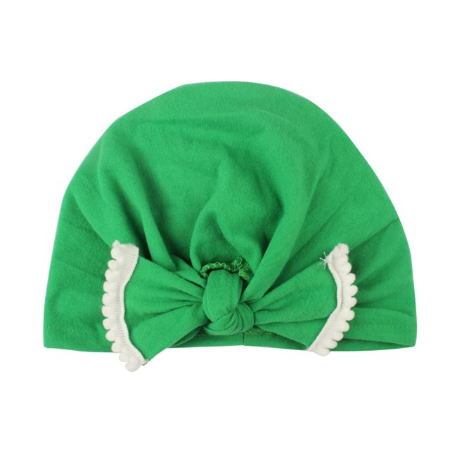 Gorro de turbante suave para bebé recién nacido con lazo, bonito gorro para bebé (verde)