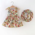 thumbnail image 2 of Coerni Toddler Baby Girls Sleeveless Sundress Girls Tutu Dress Bow Floral Print Princess Dress with Hat Beach Summer Outfits, 2 of 8