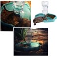 thumbnail image 3 of JM Dispensador de agua para reptiles Furpaw, cuenco a prueba de derrames 2 en 1, cuenco de tortuga Gecko de plástico - azul JM, 3 of 5