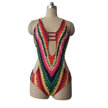 xuapaodt Women Bandage Bikini Monokini Push Up Padded Bra Swimwear Swimsuit Multicolor S
