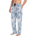 thumbnail image 5 of Blue Floral Little Flowers Ghost Pajama Pants, Men's Lounge Pants Light with Drawstring and Pockets, Christmas New Year Birthday Father's Day Gifts, X-Large, 5 of 7