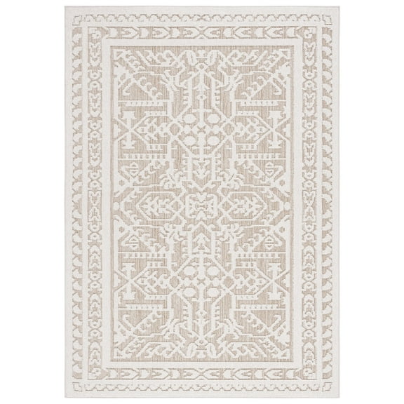 SAFAVIEH Global Aniyah Geometric Indoor/Outdoor Area Rug, Beige/Light Beige, 8' x 10'