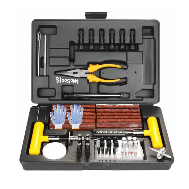 Kit Reparación Bloosom Emergencia Llantas Neumáticos Auto Moto 100pz Estuche negro