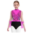thumbnail image 4 of iixpin Girls Salsa Jazz Dress Sleeveless Backless with Shiny Sequins in Color Block Pattern Hip Tassels Dance Jumpsuit Hot Pink 16, 4 of 6