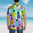 thumbnail image 4 of Balery Graffiti Pineapples Camisas hawaianas de manga corta para hombre, camisas playeras de corte holgado, camisas de vacaciones con botones,Small, 4 of 7