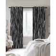 thumbnail image 2 of Black Striped Blackout Curtains 90 Inch Length 2 Panels Set for Living Room Bedroom, Retro Wave Lines Texture Simple Privacy Window Treatment Thermal Insulated Black Out Drapes 52"x90", 2 of 8