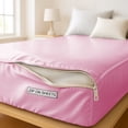 thumbnail image 5 of Silk Zip On Fitted Sheets Cal King Size 72X84 - Includes 2 Zip On Sheets +1 Bottom Fitted Base - Fit's 16” In Deep Pocket - Easy to Use,Soft,Smooth -Fitted Sheet -Babypink - Color, 5 of 9