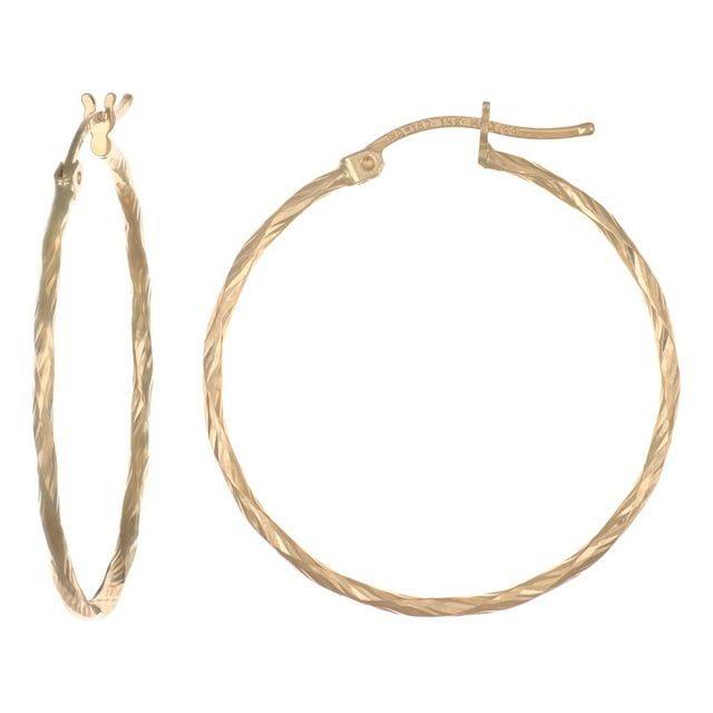 Arete Arracada De Oro De 10k Diamantada Estilo Torsal 30 Mm