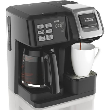 Hamilton Beach (49976) Coffee Maker, Single Serve & Full Coffee Pot, Compatible with K-Cup Packs or Ground Coffee, Programmable, FlexBrew, Black (Renewed)