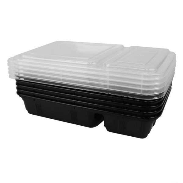 Home Basic 10 Piece 2 Compartment BPA-Free Plastic Meal Prep