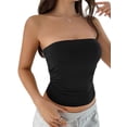 thumbnail image 3 of Tops de Tubo Sin Tirantes para Mujer, Básicos, Sin Espalda, Sin Mangas, Bandeau, Tops Cortos para Salir, Ropa de Verano 2025. Negro S, 3 of 10