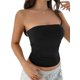 thumbnail image 3 of Tops de Tubo Sin Tirantes para Mujer, Básicos, Sin Espalda, Sin Mangas, Bandeau, Tops Cortos para Salir, Ropa de Verano 2025. Negro S, 3 of 10