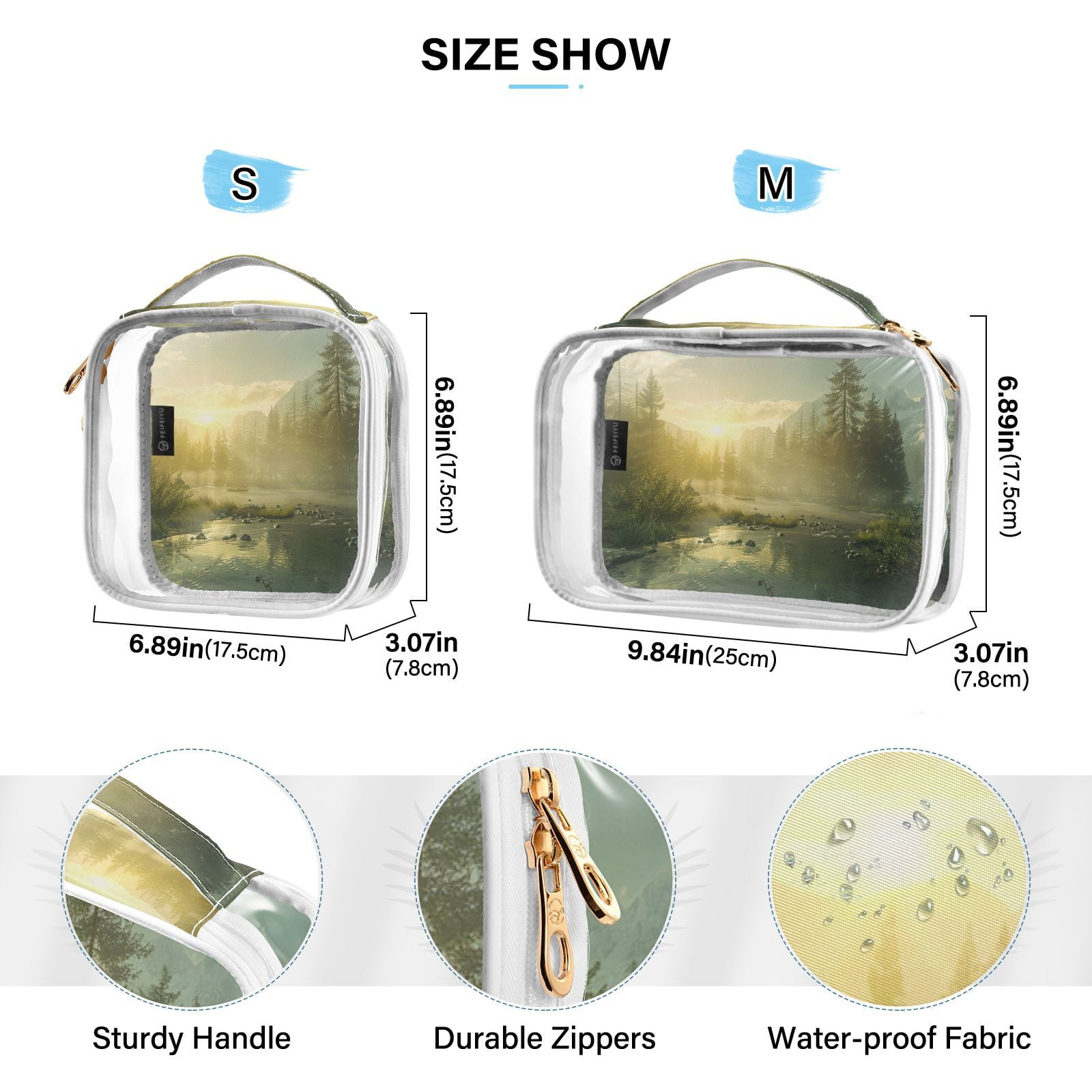 Clear Makeup Bags with Handle Large Opening 2 Pack Set Toiletry Bag Quart Size Bag, for Women Man Traveling Travel Essentials, Toiletries and Other. Game Graphic Capture