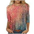 thumbnail image 2 of Womens Tops Long Sleeve Tunic Print Loose Casual Tee Blouse Red L, 2 of 5