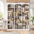 thumbnail image 6 of Homfa 18-Cube Bookcase and Bookshelves, 71.2" Triple Width 6 Tier Freestanding Arch Library Cabinet for Home Office Living Room, White Bark Texture & Walnut, 6 of 8
