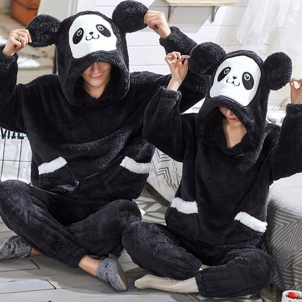 Pijama de pareja de ratones para hombre y mujer, de forro polar coral, grueso y acolchado, de franela de invierno, conjunto para el hogar