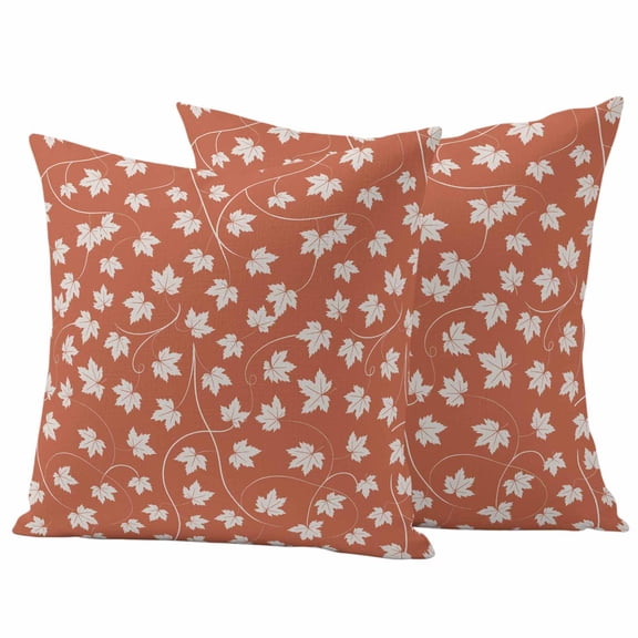 Fall Maple Leaf Outdoor Waterproof Pillow Covers, Vintage Red Orange Beige Autumn Leaves Decorative Square Throw Pillowcase Sofa Cushion Sham for Patio/Couch/Chair, 20"x20" 2 Pack