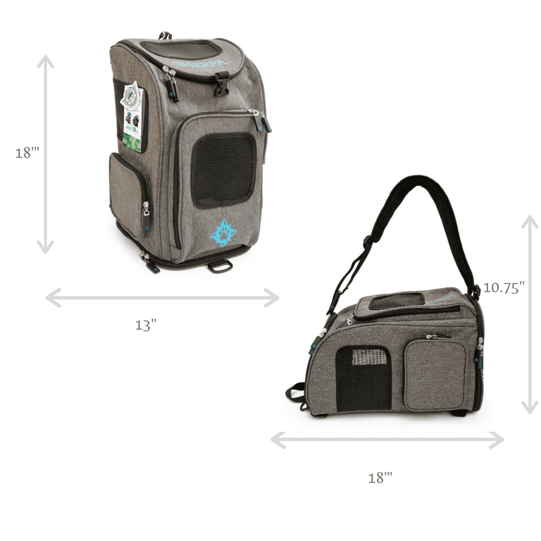 Sherpa 2-In-1 Pet Backpack + Carrier Travel Bag Pet - Gray, Medium