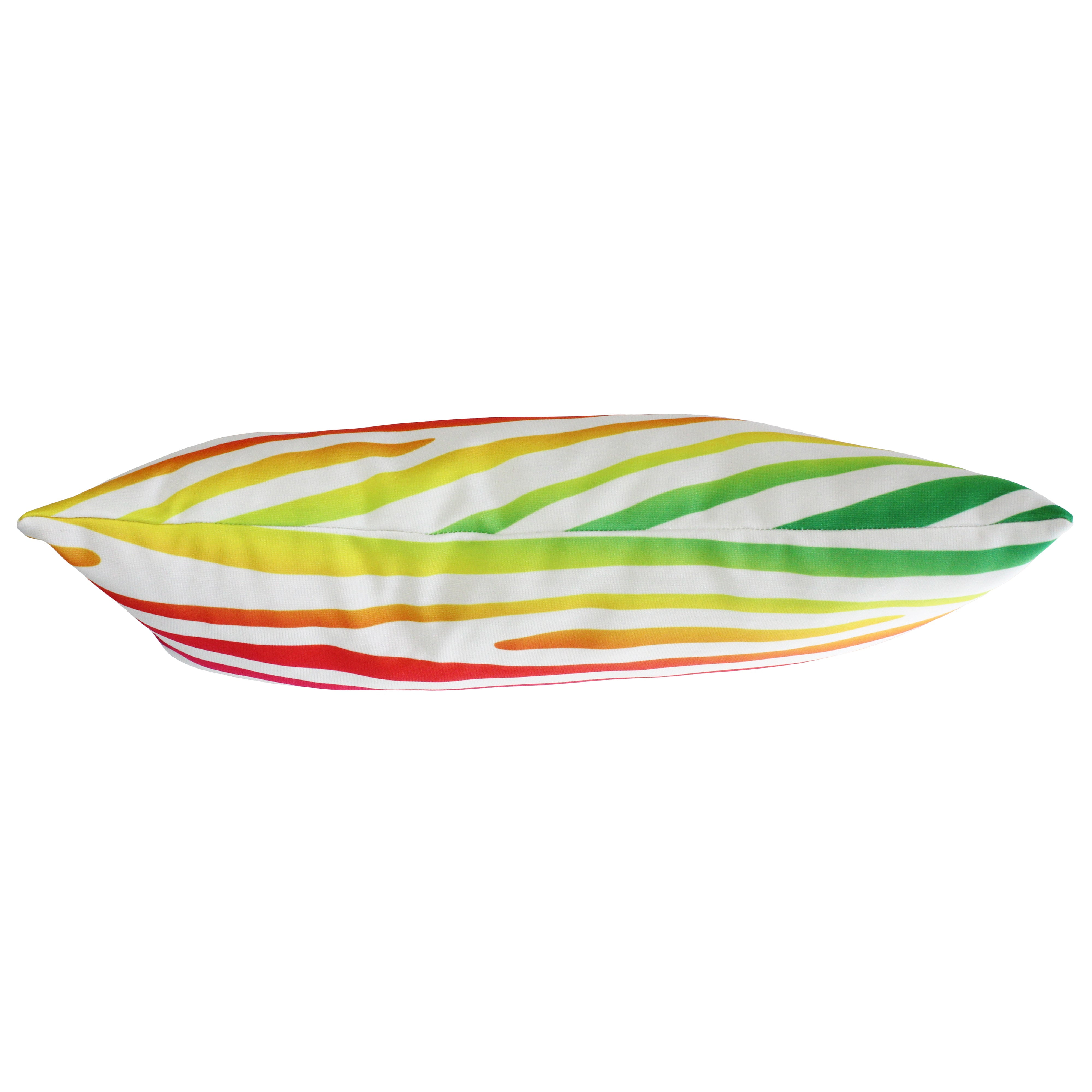 Everything Comfy Zebra Print Decorative Pillow, 16x6 Inch, Rainbow Gradient/White,