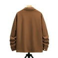 thumbnail image 5 of Men's Wool Blend Jacket Solid Color Lapel Button Front Flap Double Pocket Utility Coat for Fall Winter Business Christmas,Khaki,L, 5 of 9