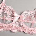 thumbnail image 4 of Gibobby Conjunto de lencería de encaje Tanga Liga 3 piezas Traje de ropa interior + Aros + Conjunto de encaje sexy Sujetador de Íntimos(Rosa, CH), 4 of 5