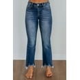 thumbnail image 3 of Neona Risen Women's Mid Rise Straight Leg Jeans, Raw Hem, Stretch Fit, 3 of 5