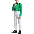 thumbnail image 2 of LEKWK Boys 3 Piece Suits Long Sleeve Dress Shirt With Bowtie and Suspender Pants Kids Formal Set For Wedding School Homecoming Performance Stage Outfit, 2 of 6