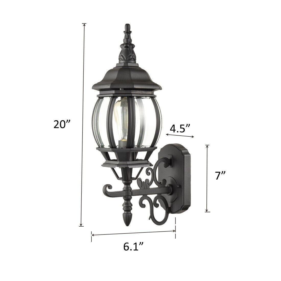 2-Pack Outdoor Wall Lantern Waterproof Exterior Wall Sconce Light Matte Black
