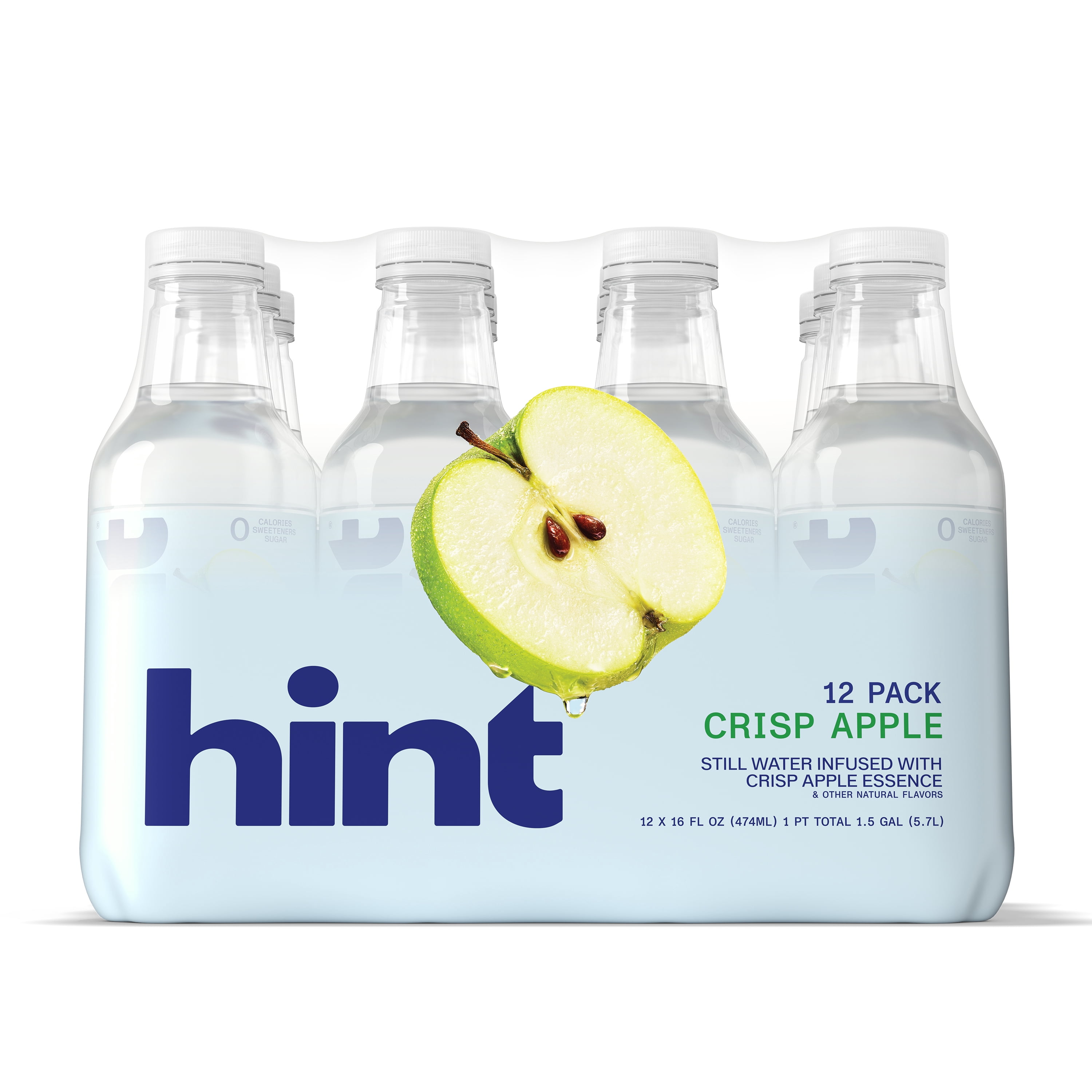 Hint Crisp Apple Flavored Water, 16 fl oz, 12 Pack Plastic Bottles